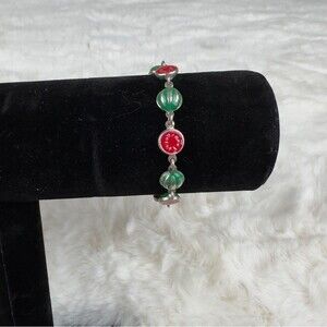 Cute little Sterling Silver watermelon bracelet - 7.5” in diameter
